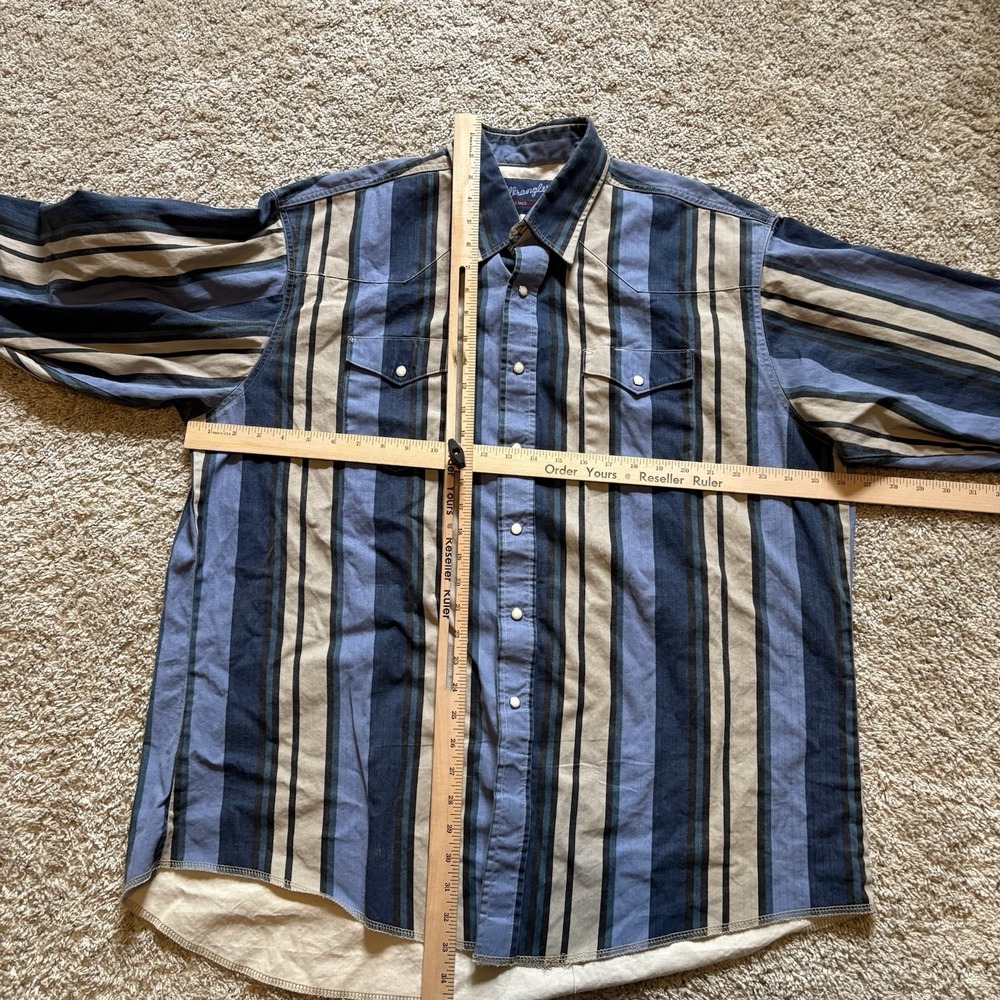 Vintage 90s Wrangler Brushpopper Pearl Snap Long Sleeve Men‎ 2XL 18x36 - Picture 6 of 7